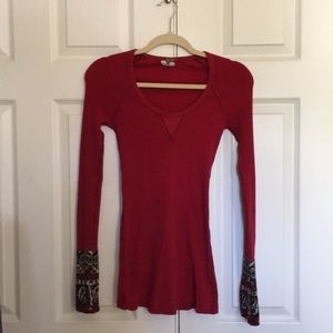 Free People thermal long sleeve with cuff detail